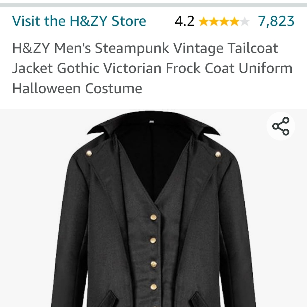 2xl H&ZY Men's Steampunk Vintage Tailcoat Jacket 